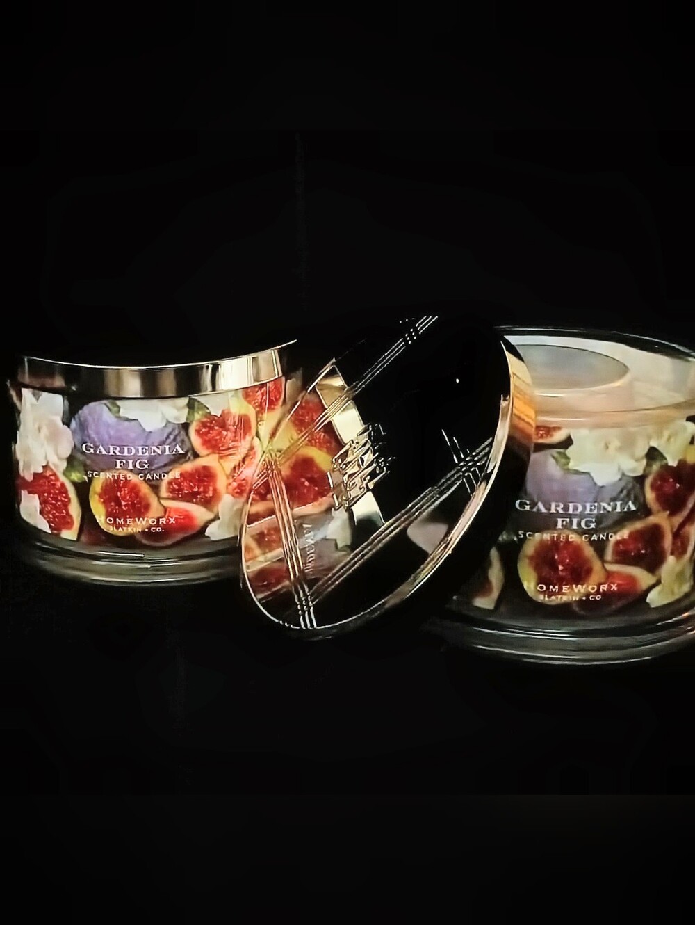 HomeWorx Gardenia Fig Scented Candle with Gold Lid NWOT